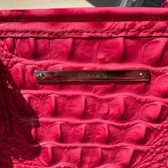 Brahmin Rich Rouge Pink Embossed Tote-Carryall—EUC - Picture 2 of 15